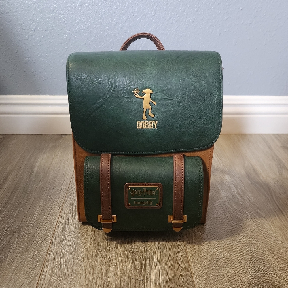 Loungefly Green and Brown Harry Potter Dobby Flap Backpack- BoxLunch Exclusive